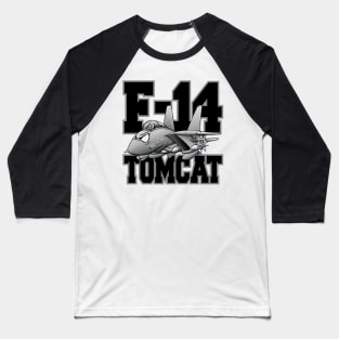 F-14 Tomcat Military Fighter Jet Aircraft Cartoon Illustration Baseball T-Shirt